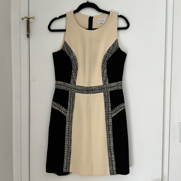 ♻️DONATED DEC. 2023♻️ 
Milly Black/White tweed sleeveless dress size 8 - Picture 1 of 11